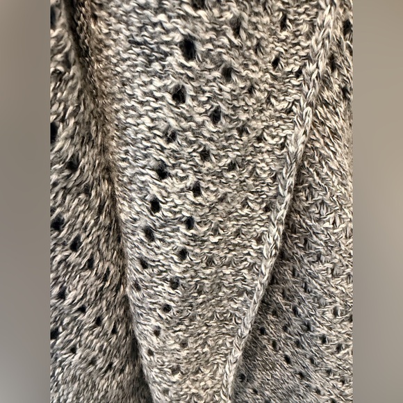 Debbie Morgan Gray Open Knit Cardigan Waterfall Draped Sweater | M - Picture 2 of 8
